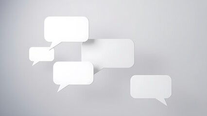 Modern feedback concept with floating speech bubble shapes on a soft gradient background.
