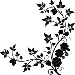 Obraz premium Blooming Vines In Silhouette Forming A Right Angle