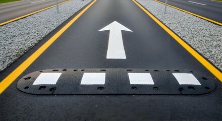 Road safety features an up arrow and speed bump ensuring safer driving conditions