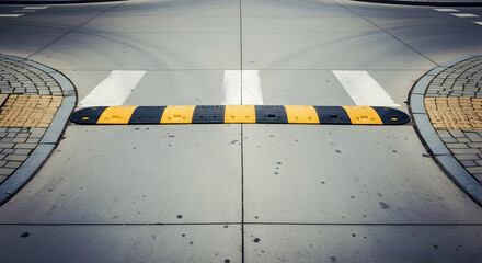Road Safety Speed Bump At Pedestrian Crossing Zone Modern Streetscape