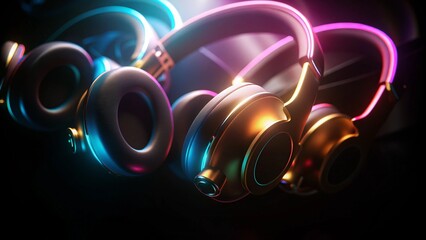 Iridescent Neon Headphone Collection for Futuristic Audio and Music Trends