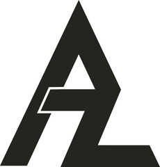 Modern AZ logo vector featuring bold, intertwined letters with sharp edges and a sleek gradient finish, perfect for branding or digital media.