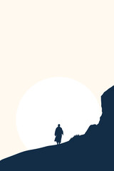 Silhouette, Autumn, Abyss, Decision, Corner, Standing, Leaving, Road, Background, Sunset, Wilderness, Distance, View, Rock, Mountain, Thoughts, Trauma, Sun, Sky, Tree, Nature, Artwork, Vector