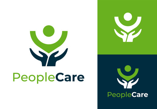 People Care logo. People with Hand elements logo design