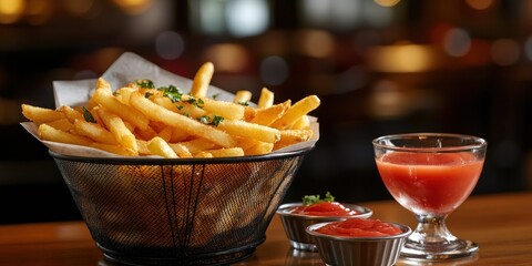Delicious Golden French Fries with Ketchup