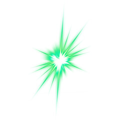 Vertical Green Starburst Light Effect on Transparent Background
