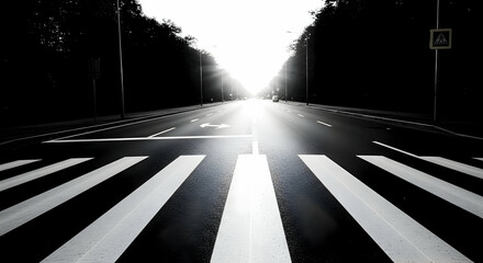 Road To Bright Future With Pedestrian Crossing Leading to Success