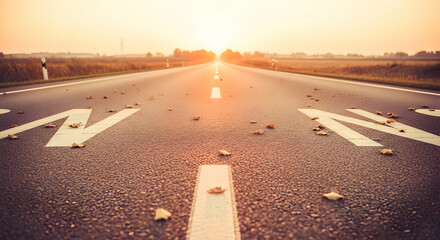 Road To Horizon At Sunset Representing Journey Adventure And Future Goals