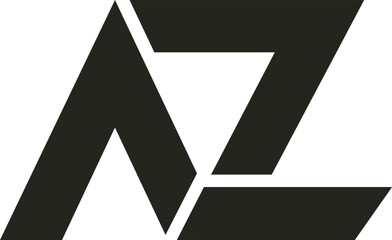 Modern AZ logo vector featuring bold, intertwined letters with sharp edges and a sleek gradient finish, perfect for branding or digital media.