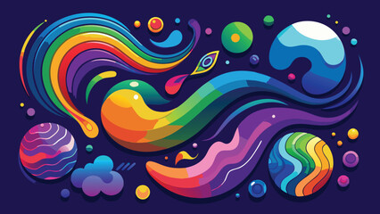 Abstract Rainbow Gradient Shapes Vector Colorful Wavy Fluid Design Elements