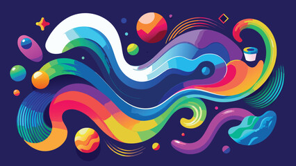 Abstract Rainbow Gradient Shapes Vector Colorful Wavy Fluid Design Elements