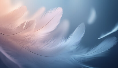 Obraz premium An array of soft pastel feathers forms an abstract canvas, blending delicate hues that invite a sense of calmness and inspire creativity through their serene presence.&nbsp;