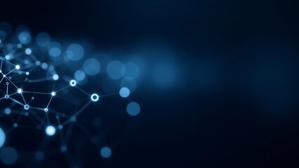 Abstract network of glowing blue nodes and lines on a dark background