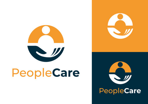 People Care logo. People with Hand elements logo design