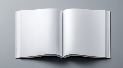 Naklejka premium A 4K photo of open blank book on gray background. (6).