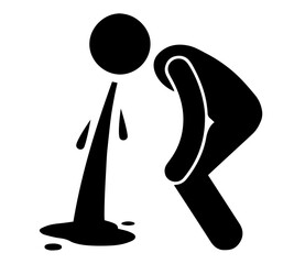 Silhouette of Person Vomiting. Food Poisoning, Gastrointestinal Infection, Intoxication, Nausea, and Acute Digestive Disorder Used in Medical, Emergency, and Hygiene 