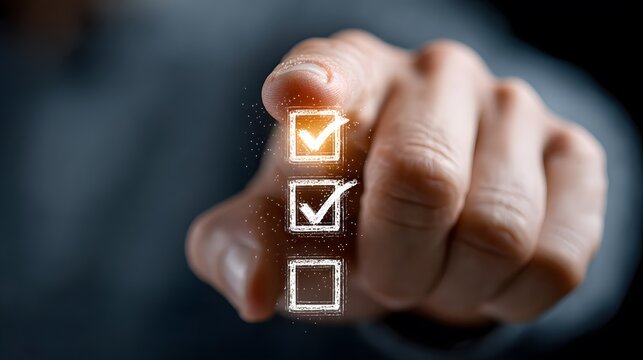 Close-up View of Finger Selecting Tasks on Digital Checklist