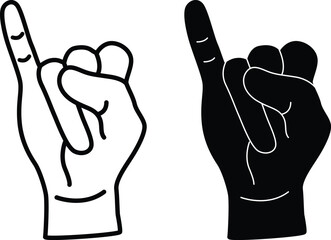 Pinky Finger Silhouette Flat and Outline Design