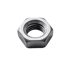 Flange nut – industrial steel part on a transparent background