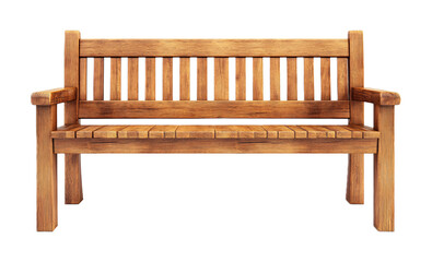 Wooden Bench for Outdoor and Rustic Home Decor - Isolated on White Background