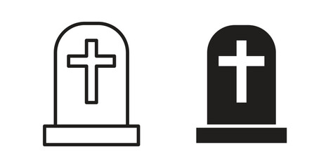 Fototapeta premium Tombstone icon. Vector illustration, flat and stroke