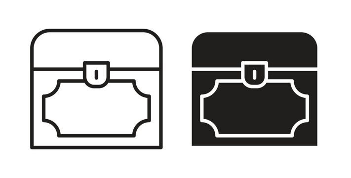 Treasure chest icon. Vector illustration, flat and stroke