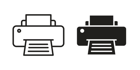 Print icon. Vector illustration, flat and stroke