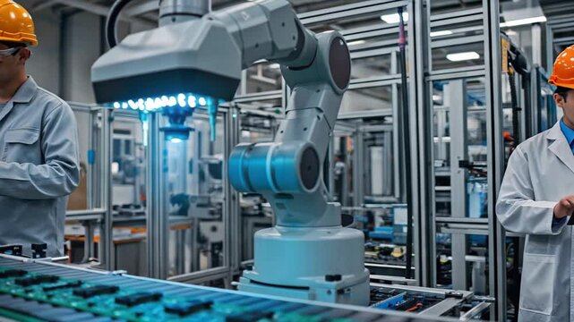 AI Robot Quality Control Video Footage Scene Showing Automation and Smart Manufacturing Supervision