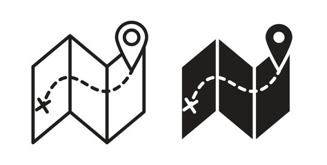 Map icon. Vector illustration, flat and stroke