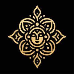 Fototapeta premium Decorative golden mandala on Black background vector illustration of a mandala