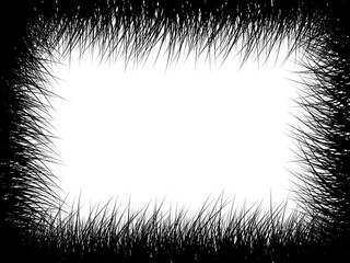 Grass Silhouette Frame with Empty Center Isolated on Transparent Background PNG
