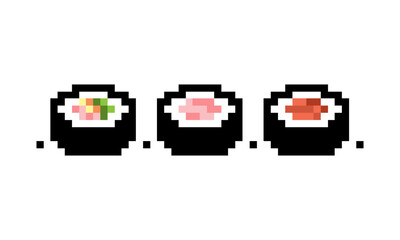 sushi pixel art design logo vector