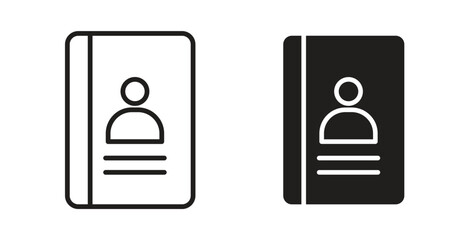 Address book icon. Vector illustration, flat and stroke
