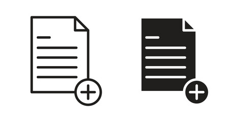 Add document icon. Vector illustration, flat and stroke