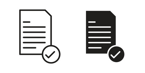Accept document icon. Vector illustration, flat and stroke