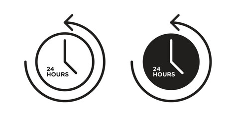 24 Hrs icon. Vector illustration, flat and stroke