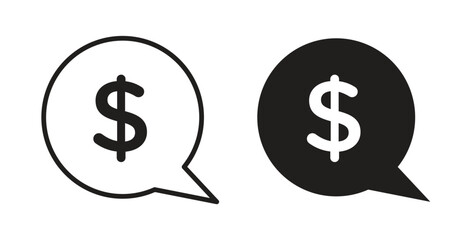 Comment dollar icon. Vector illustration, flat and stroke