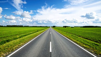 Open road through green fields (1)