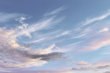 Obraz premium photorealistic ultraminimalistic image of smooth evening sky adorned with wispy clouds
