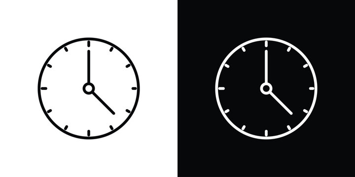 Time twenty four icon pack with black and white editable stroke lines for graphic design work