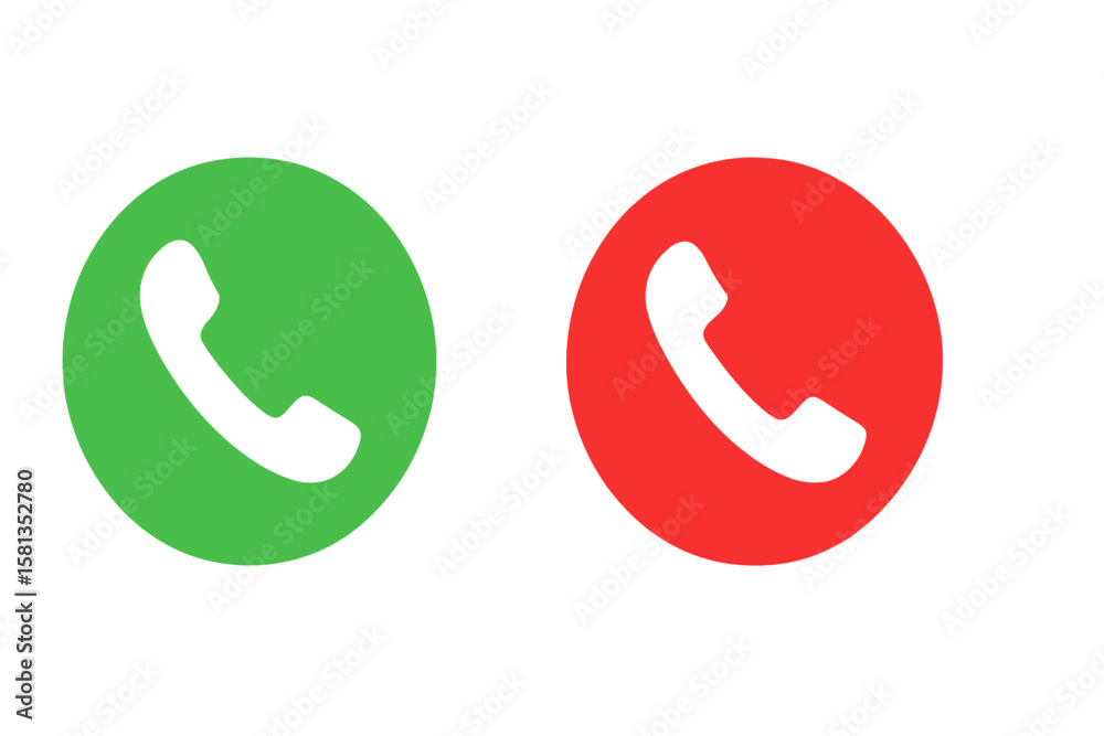 Poster accept and decline call icon for mobile app and ui design. vector illustration. answer and reject ph