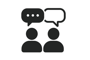 Communication, Conversation, Chat Icon. Two People Talking, Speech Bubble Symbol, Dialogue, Discussion, Social Interaction, Vector Illustration, Transparent PNG, Business, Teamwork, Connection