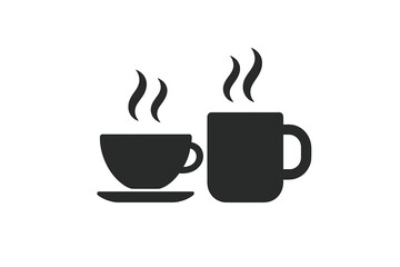 Fototapeta premium Minimalist Hot Coffee and Tea Cup and Mug Icon Set, Steaming Beverage Silhouette, Flat Vector Illustration for Cafe, Restaurant, Food Delivery, Web and Mobile App, Transparent Background