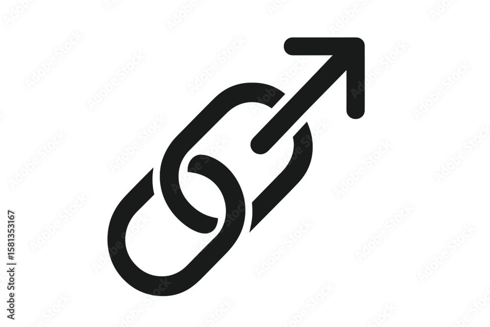 Poster external link icon. hyperlink symbol. chain connection concept. open new window. website navigation 