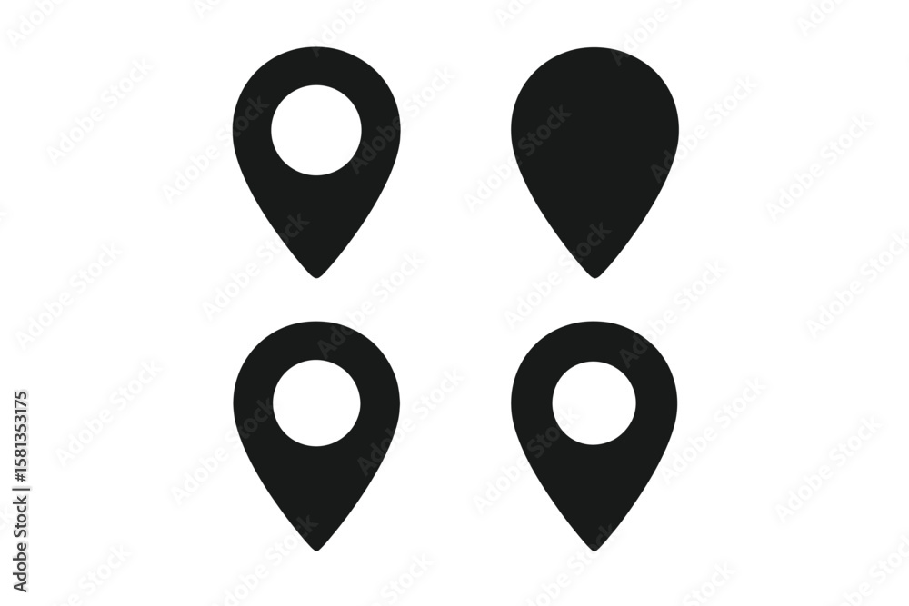Poster map pin icon set. location marker symbol collection. gps navigation pointer for destination point. p