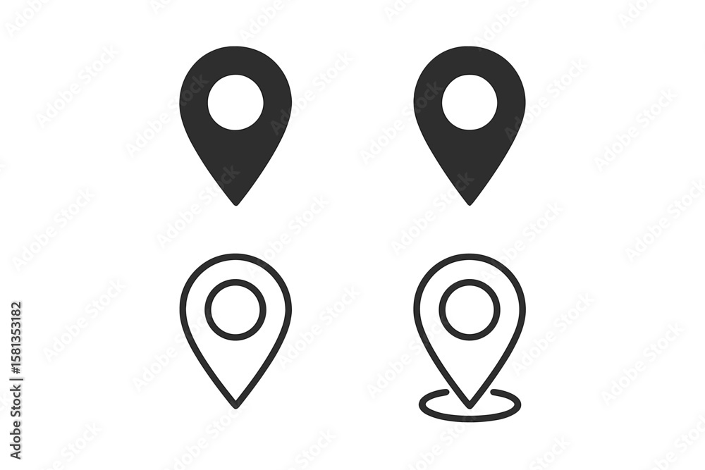 Fototapete map pin icon set. location marker symbol for web design, app, and ui. gps navigator pointer. destina