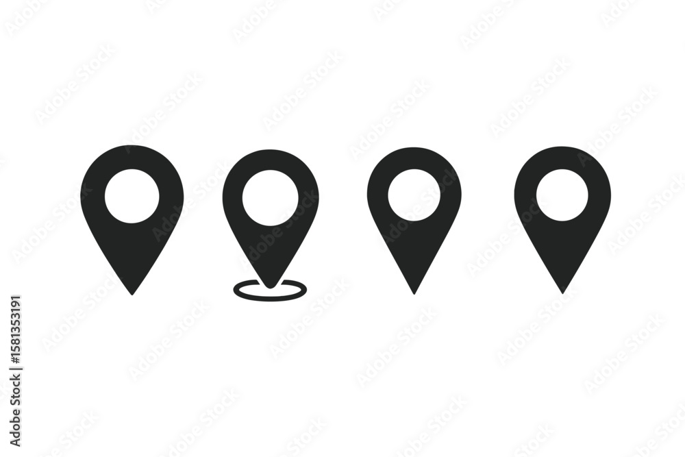 Poster map pin icon set. location symbol for app, website and ui design. gps navigation pointer marker. des