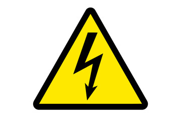 High voltage danger sign with lightning bolt symbol. Electrical hazard warning icon. Safety first concept for industrial workplace. Electric shock risk attention pictogram vector.