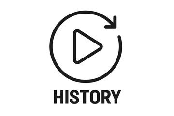 History icon watch recently viewed symbol. Replay video media player button. Recent activity log graphic for app website UI UX design. Vector illustration isolated.