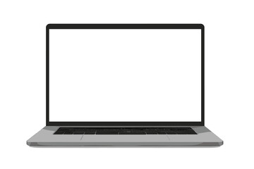 Realistic Laptop Computer with Blank White Screen, Modern Notebook Mockup, Empty Display Template, Isolated Vector Illustration for Web Design, App Presentation, Technology Concept